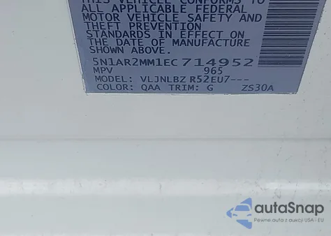 2014 Nissan Pathfinder S z USA, uszkodzony, nr VIN 5N1AR2MM1EC714952